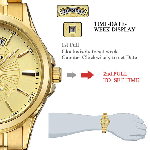 Luxury Gold Steel Wristwatch