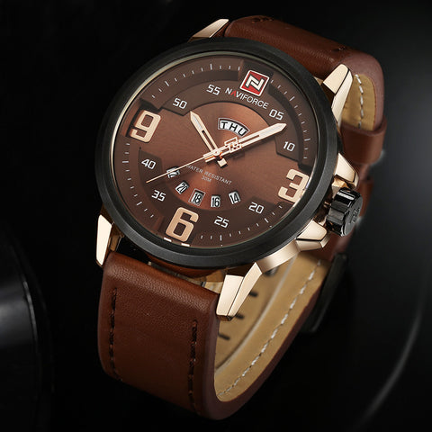 Leather Army Military Wristwatch